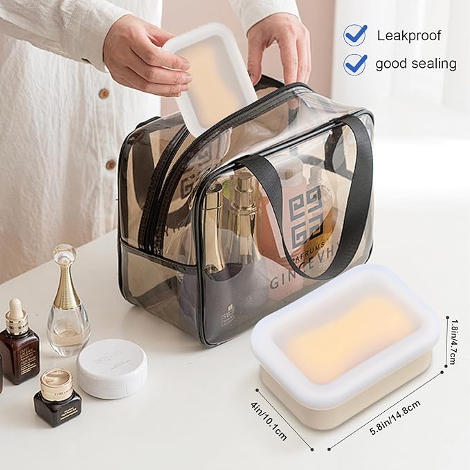 Beige Self-Draining Soap Lift Dish - Travel Soap Case with Bar Holder & Saver