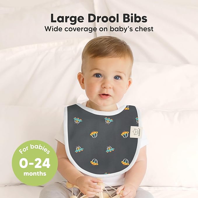 8-Pack Organic Baby Bibs for Boys, Girls - Soft Cotton Drooling and Teething Bibs for Baby Girl & Boy, Extra Absorbent, Easy To Clean & Put On for Toddler, Newborn, Infant 0-24 Months (Cosmo)