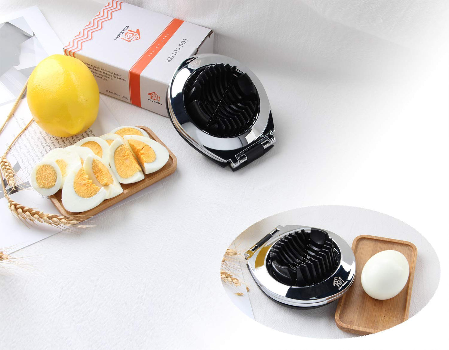 Vila KuChe Multi Function Stainless Steel Egg Slicer Hard Boiled Eggs Dishwasher Safe Heavy Duty Egg Cutter Kitchen Helper