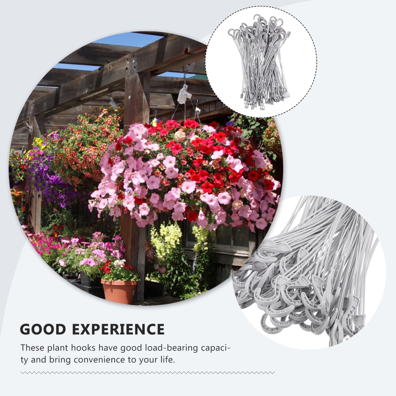 50Pcs Practical Plastic Plant Hanger Hook Hanging Basket Flower Pot Replacement Chain Hanger for Bird Feeder Planters Lanterns White Flower Pot Hanging Chain