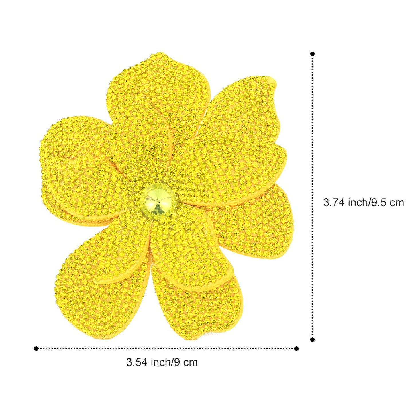 Merdia 3.74 Inches Rhinestone Camellia Flower Brooch Pins & Hair Clips for Women Elegant Created Crystal Lapel Pin Brooches Wedding Party Yellow