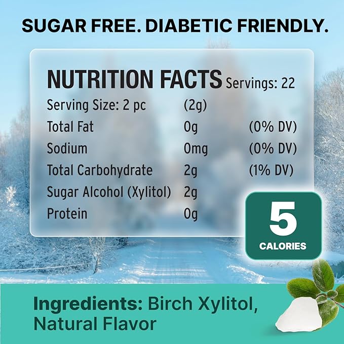 Wintergreen KETO Xylitol Candy Chips - SNØ 1.5oz Tin - Sugar-Free Candy With Only 2 Ingredients | Low Carbs, Diabetic-Friendly, Non-GMO, Vegan, GF & Kosher | Purest candy in the world!