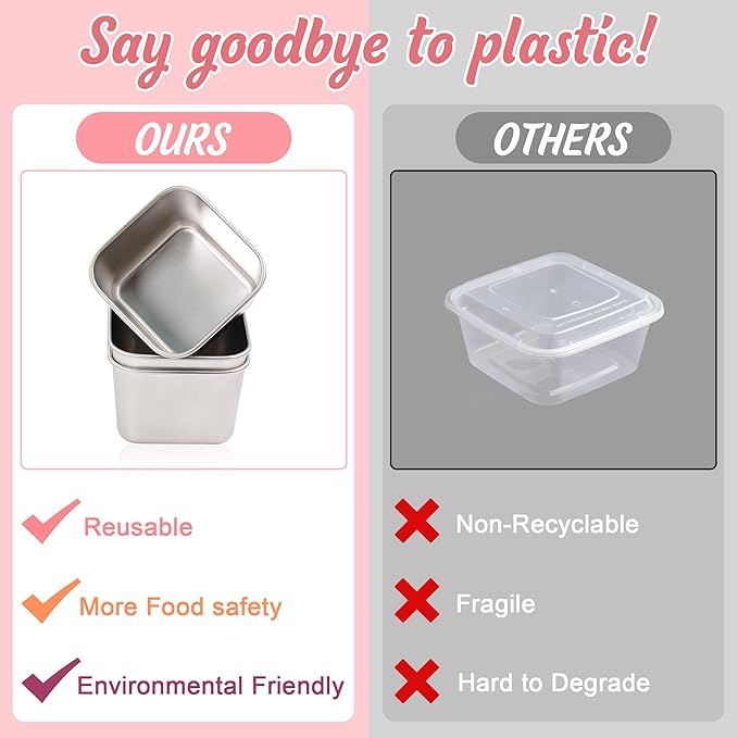 Stainless Steel Snack Containers for Kids,7.2oz Easy Open Leak Proof Reusable Snack Box Container with Lids,Small Lunch Containers for Meal Prep,School,Picnic and Travel-3Pack