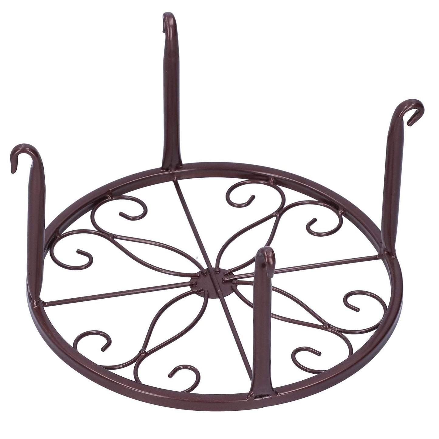 AQFNEB 2PCS Plant Stand Flower Pot Holder, Wrought Iron Plant Rack with 4 - Point Stable Base, Bronze Indoor Outdoor Planter Shelf for Living Room Balcony Office Decor