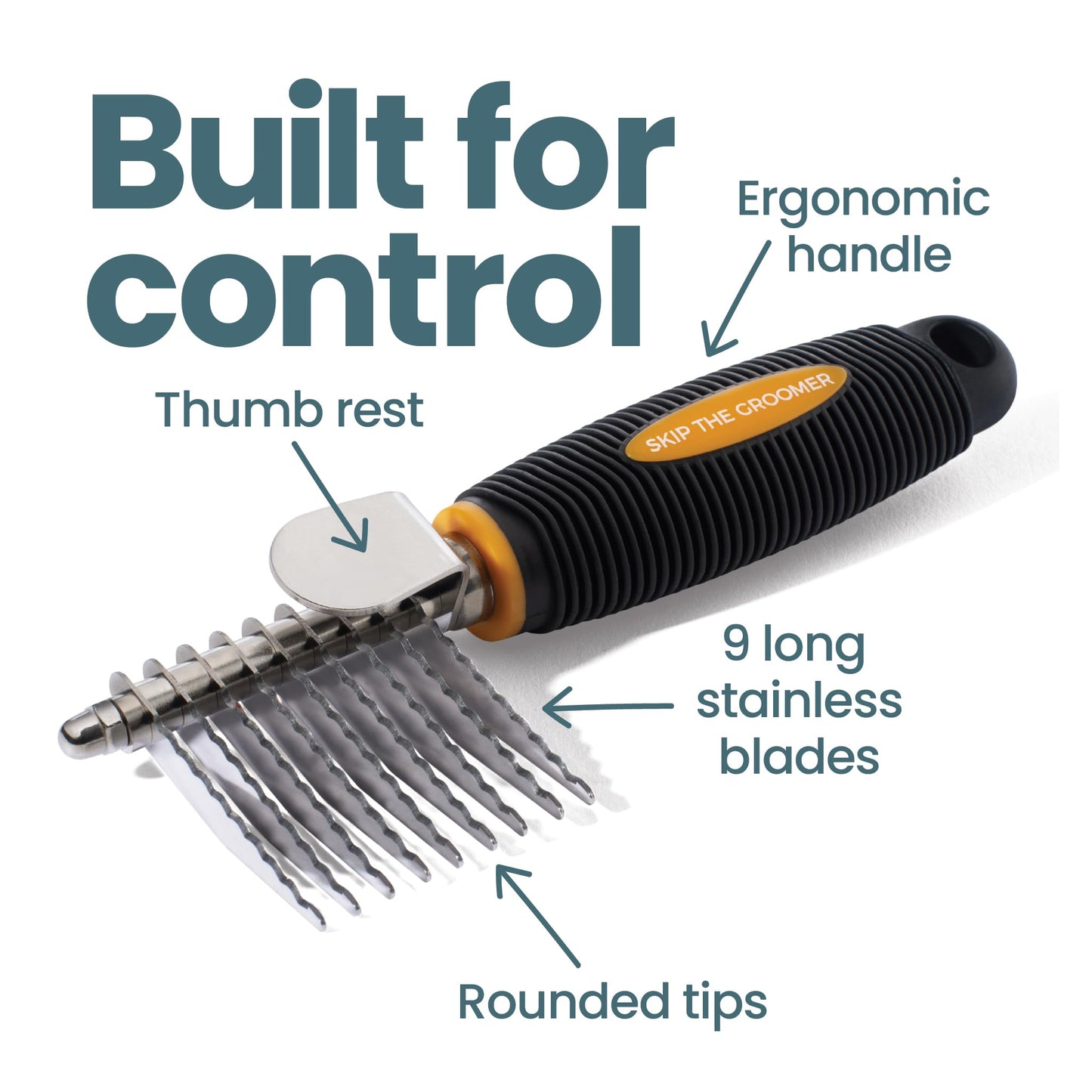 Rake Brush for Dogs, Dematting Tool for Goldendoodles, Poodles & Doodles – Rescue Essential with Long Smooth-Edged Teeth for Thick Coats, Deshedding & Mat Remover – Skip the Groomer