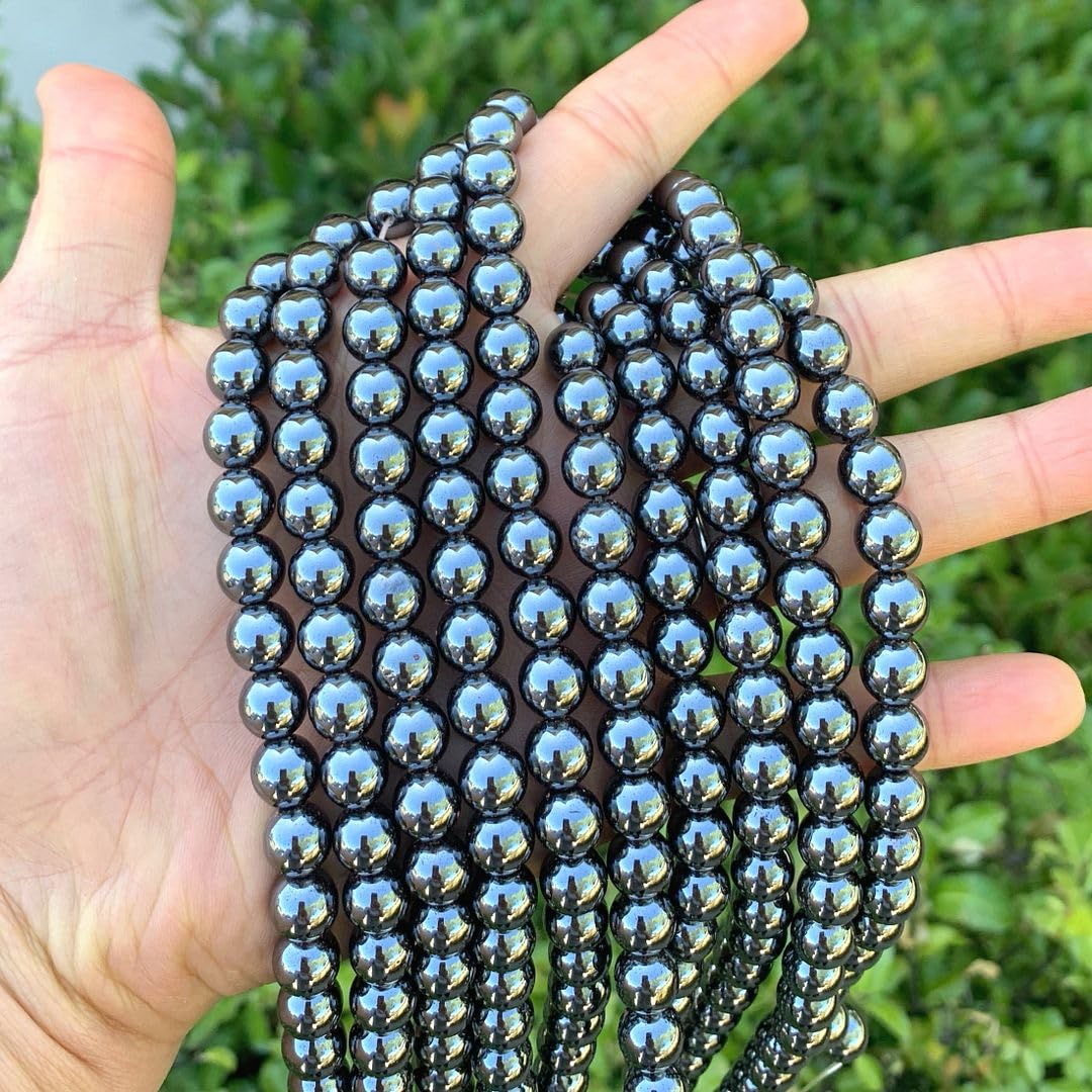 40pcs Adabele Grade A Natural Black Hematite Healing Gemstone 10mm Round Loose Beads Gem Stone Spacer for DIY Craft Jewelry Making GFC-A10