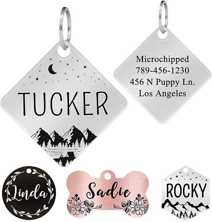 Ultra Joys Custom Dog Tag Personalized Pet Name Tag - Large Bone Mountain