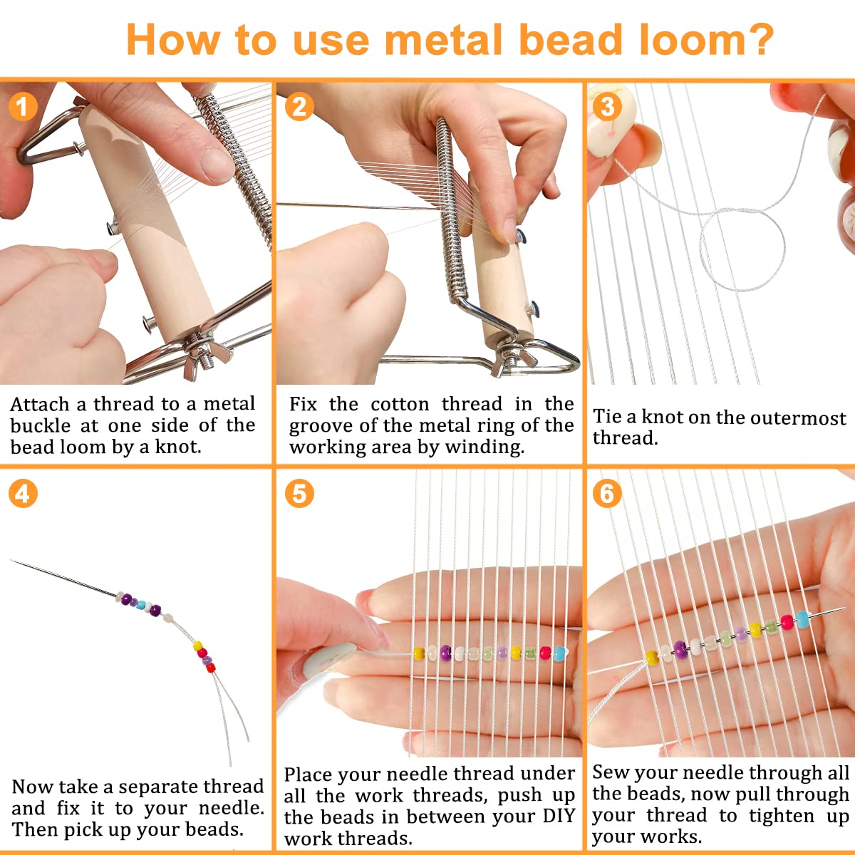 hobbyworker The Second Generation Adjustable Bead Loom Kit with Seed Beads,Large Eye Curved Beading Needle, Funnel Tray,Lobster Clasp,Open Ring and Bead Mat for Jewelry Making kit