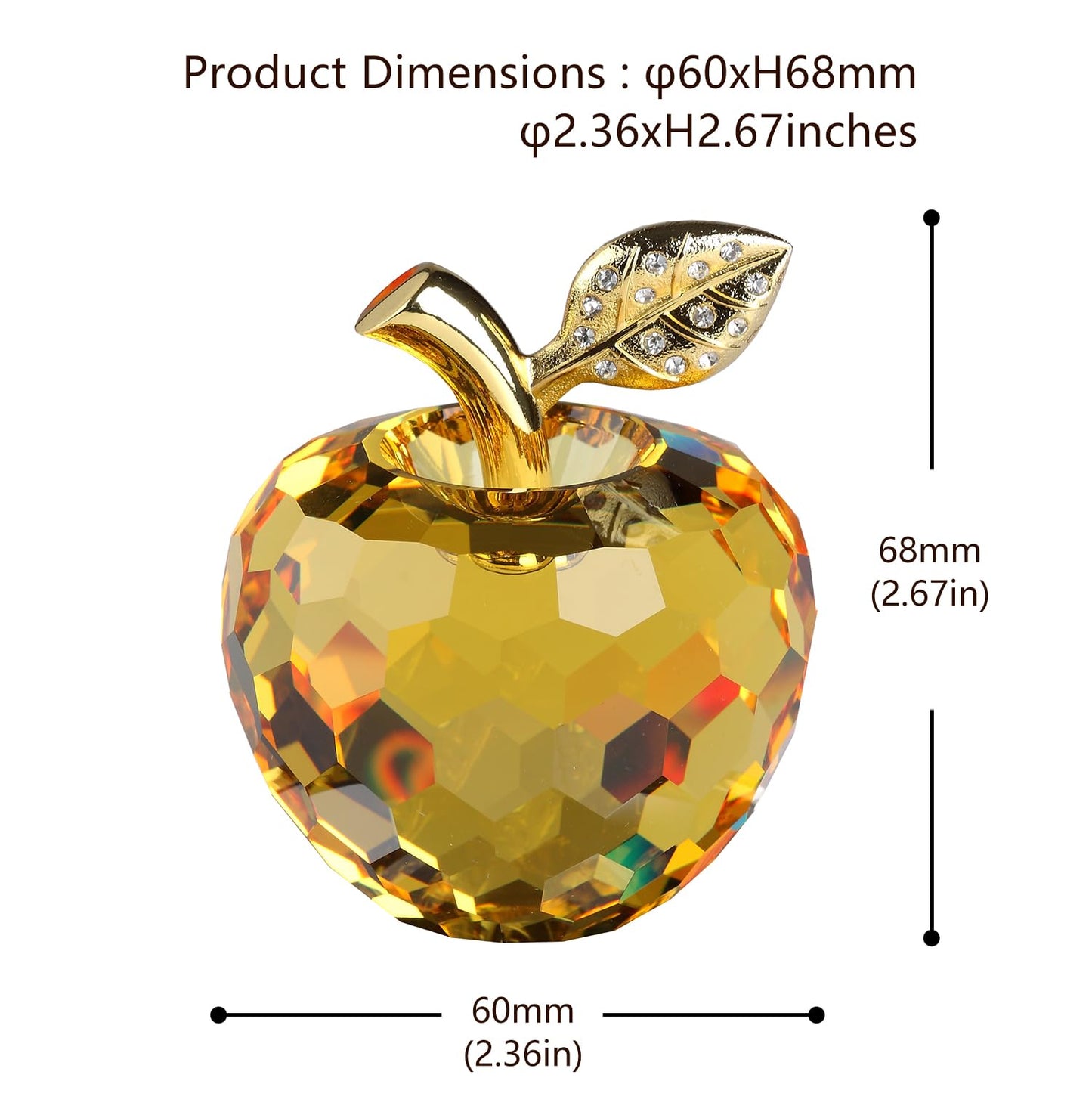 DOJOZ Crystal Apple Paperweight Craft Decoration Table top Ornament Statue Home Decor (Green)