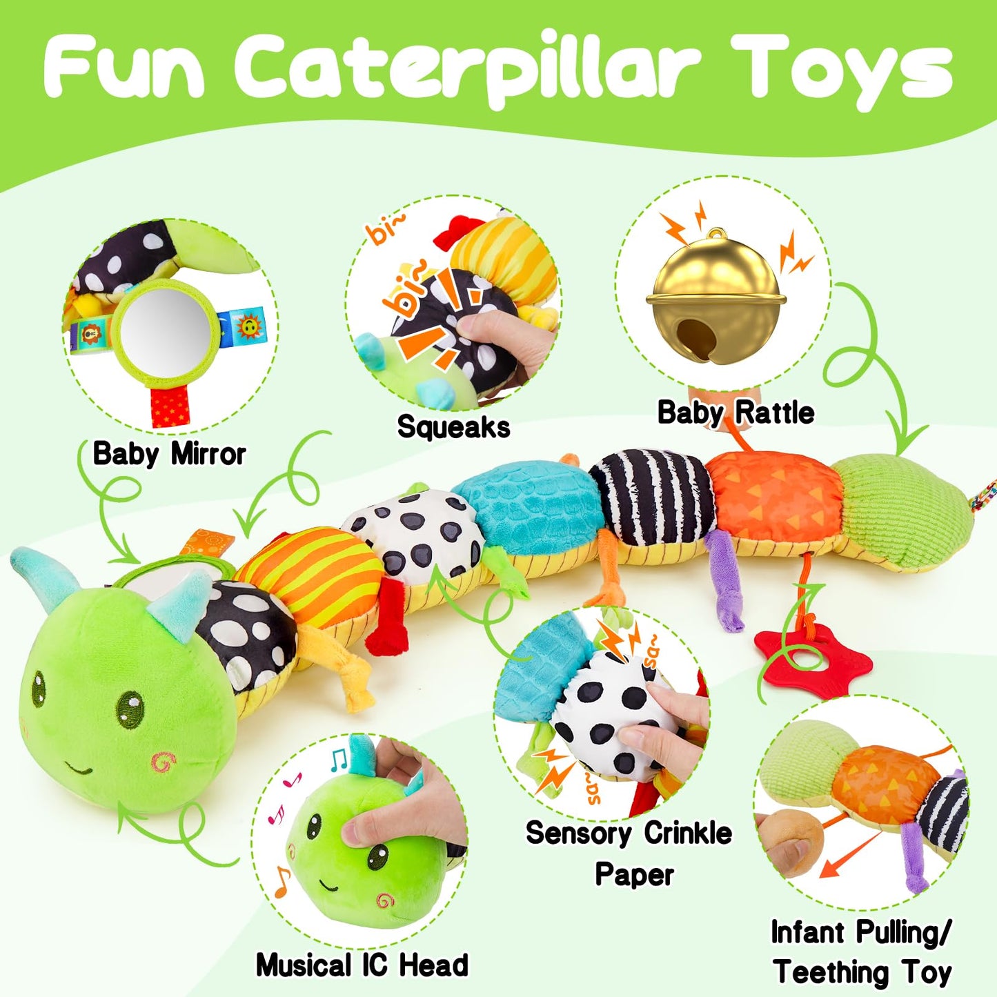 Melodyinn Baby Sensory Mirror Toys for 0-3-6-12 Months