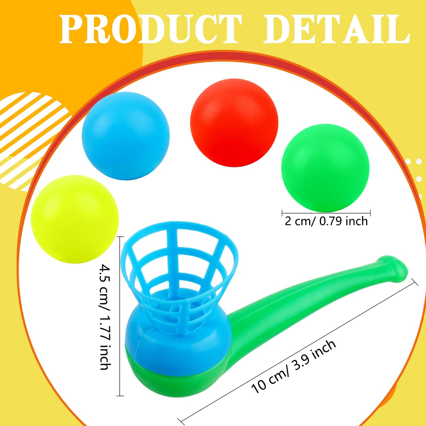 Octaday 40 Pcs Floating Blow Pipe Balls Random Color Ball Blowing Toy Balance Blowing Toys for Kids Party Supplies
