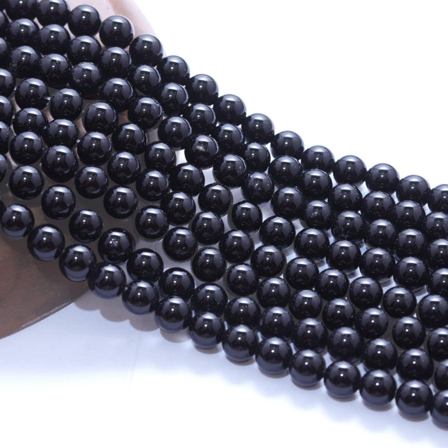 Filluck Natural Stone Beads 8mm Black Polished Round Smooth Agates Gemstone Beads for Jewelry Making 15 Inch(Black Onyx,8mm)