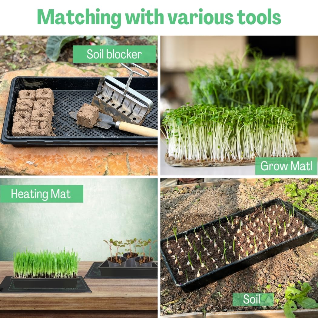 ILITING 1020 Mesh Tray Soil Blocking Tray 1020 Trays Seedling Starter Trays 10 Pack Black 10x21 Inches for Microgreens Hydroponic