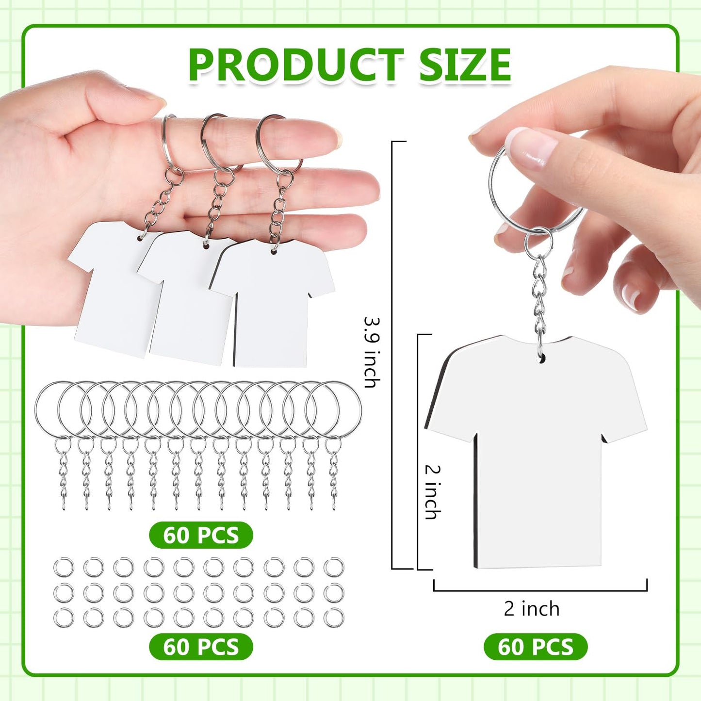 JMZYJZH 180 Pcs Sublimation Keychain Blanks, Acrylic Shirt Shape Sublimation Keychains Blank Bulk for DIY Key Chains Crafting
