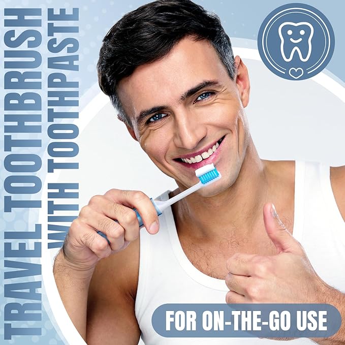 Patelai 2 Pcs Travel Toothbrush Set, Soft Bristle Mini Foldable Tooth Brush with Case, Individually Wrapped Small Portable Travel Size Toiletries Stuff for Camping (Couple Color)