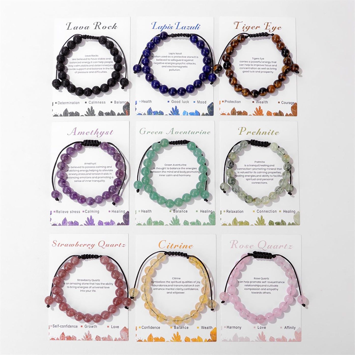 Lit Wall Amethyst Bracelet 8mm Handmade Adjustable Purple Beaded Healing Crystal Bracelet for Women