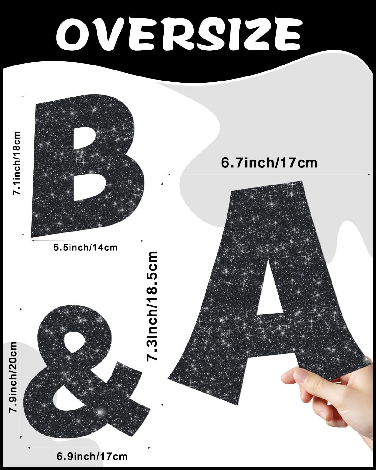 154 Pcs Large 7" Glitter Bulletin Board Letters, Poster Board Letters Alphabet Punctuation Cut Out Cardboard Letters Accessories for Classroom Display Decorating Supplies 7inch