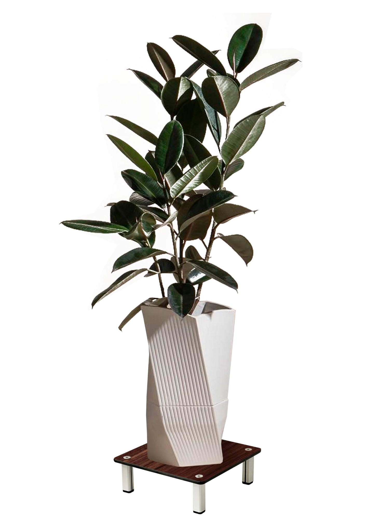 Foreman Potted Plant Stand with Legs (12"x12"x4") Indoor Outdoor Heavy Duty Versitile Use Weather Resistant Square Plant Support with 10 Year Warranty - Tosca Wood Grain Pattern