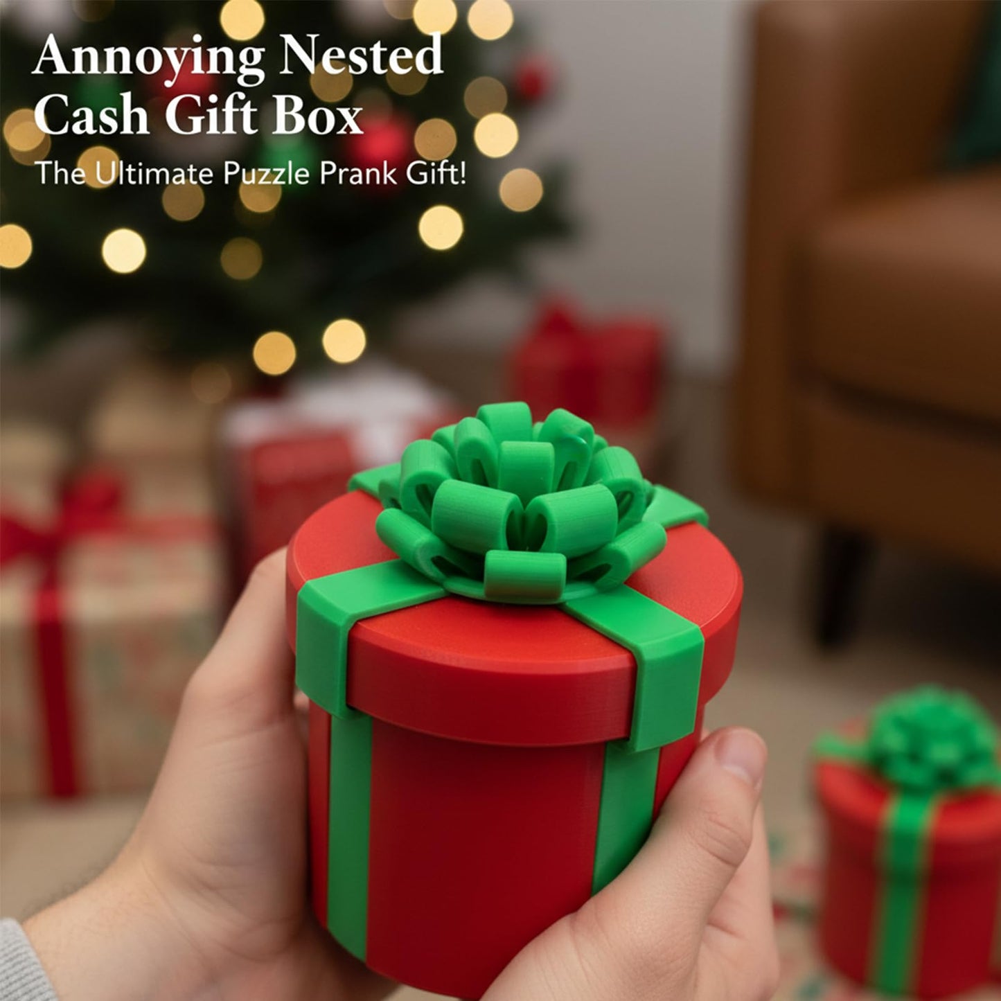 10-Layer Annoying Nesting Gift Box - 3.9inch Annoying Gift Box, Reusable Screw-Together Prank Box, Money Puzzle Box for Cash Gifts, Prank Gift Packaging for Birthday, Christmas & Fun Party Game