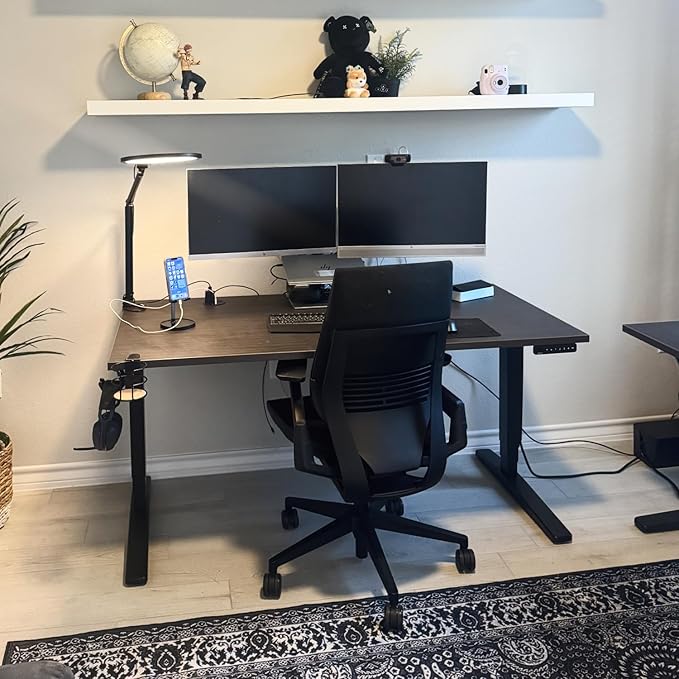 UPLIFTDESK V2 2-Leg Maple Laminate Wood Standing Desk – Adjustable Height, Advanced 1-Touch Memory Keypad, Under Desk Cable Management, Wire Grommets & Rocker Board (Black C-Frame, 72 x 30 inch)