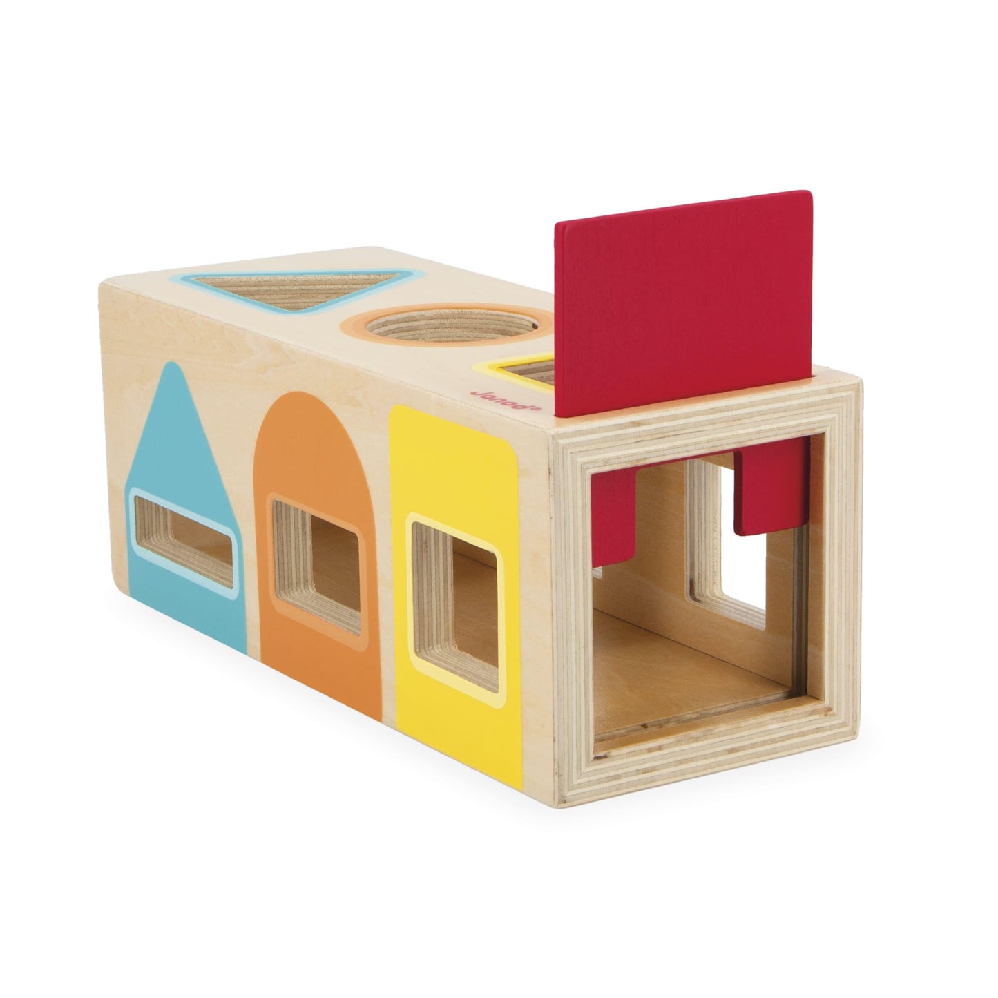 Janod Geometric Shapes 6 pc Wooden Sorting Box - Ages 12+ Months to 3 Years - J05330