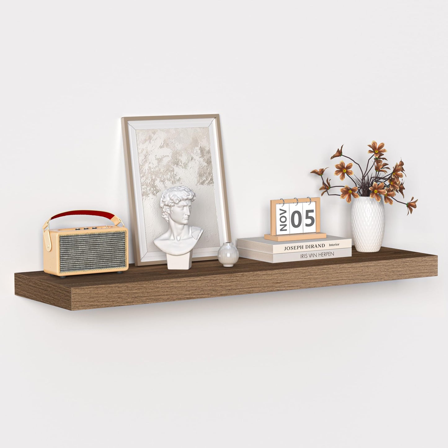 Fun Memories Floating Shelves - 10.3 Inch Deep Wall Shelf for Decor & Storage - Wall Mounted Display Shelving with Invisible Heavy-Duty Metal Bracket - 36"x 10.3"x 1.8" 1 Pack, Walnut