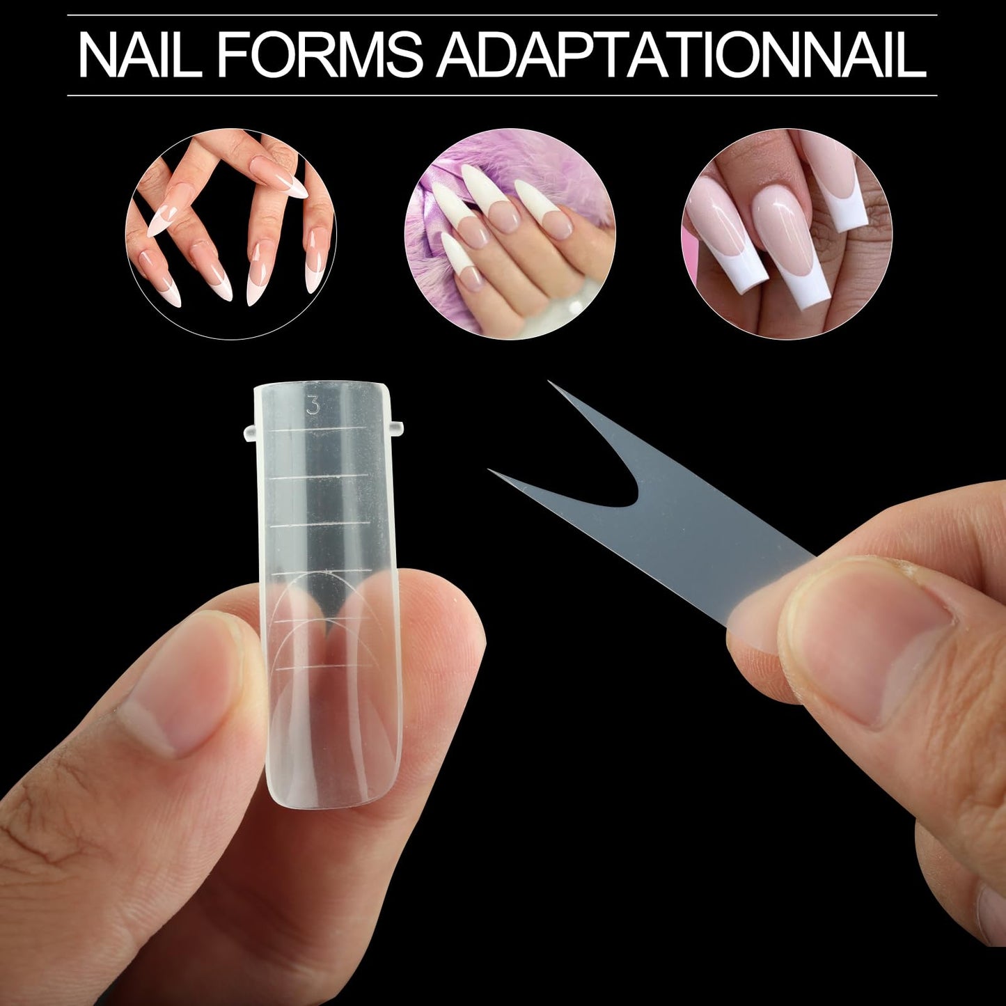 Vnjaoi 120 Pcs Poly Extension Gel Dual Nail Forms + 60 PCS Silicone French Manicure Stickers for Gel Manicure Art Design Salon DIY at Home