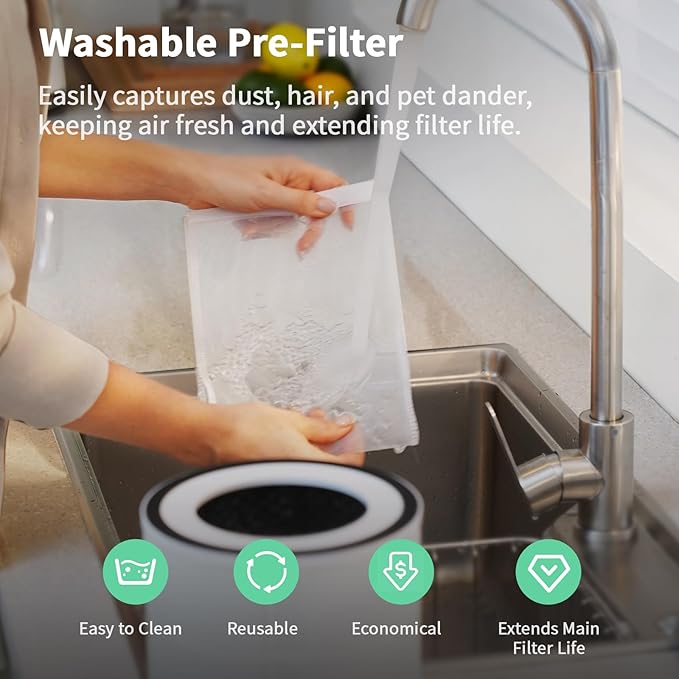 Afloia Air Purifier, 4-Stage Filter with Washable Pre-Filter, 1,076 ft²