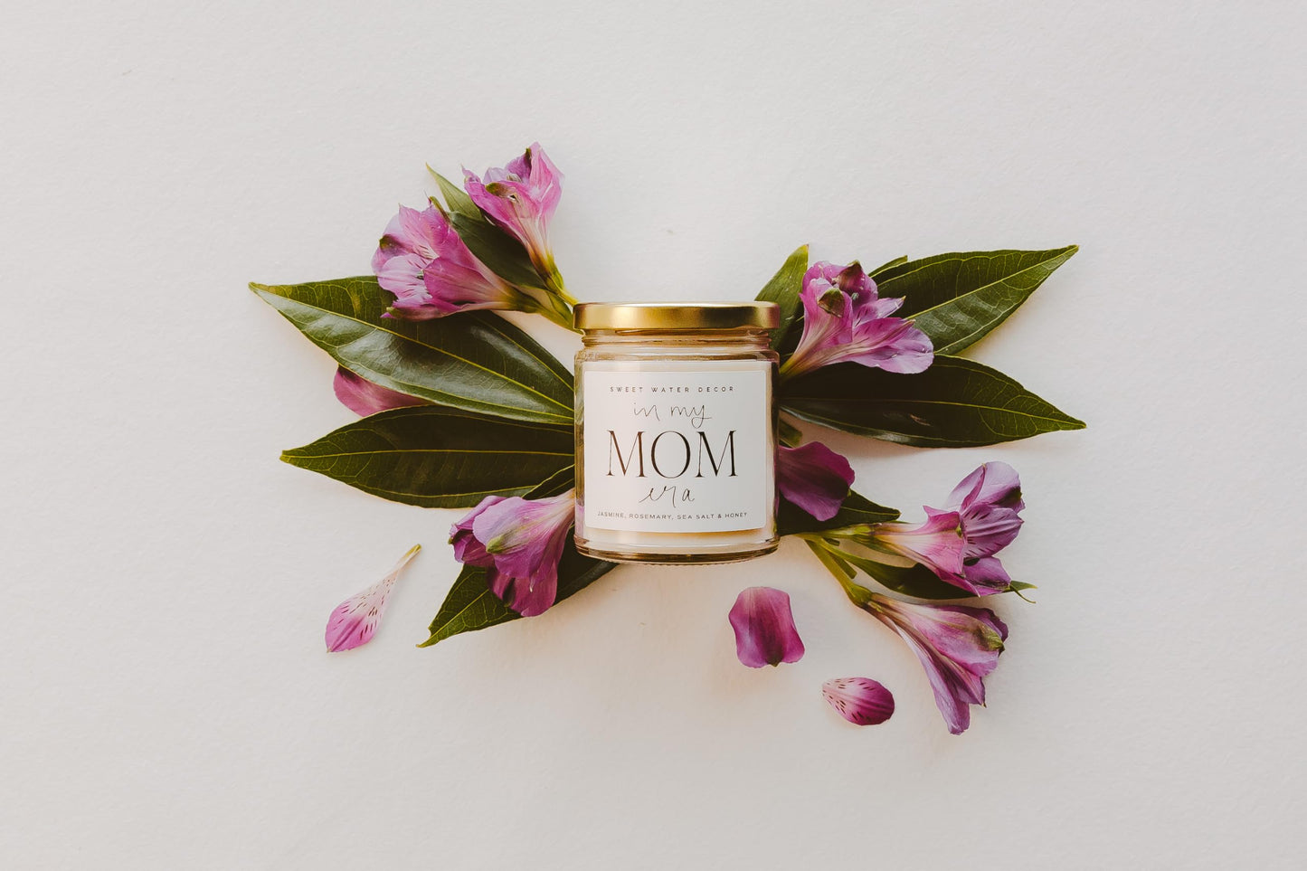 Sweet Water Decor in My Mom Era Candle - Jasmine, Rosemary, Sea Salt, and Honey Scented Candle - 9 oz Soy Candle in Clear Jar with 40+ Hours Burn Time - Mother's Day Gifts for Mom