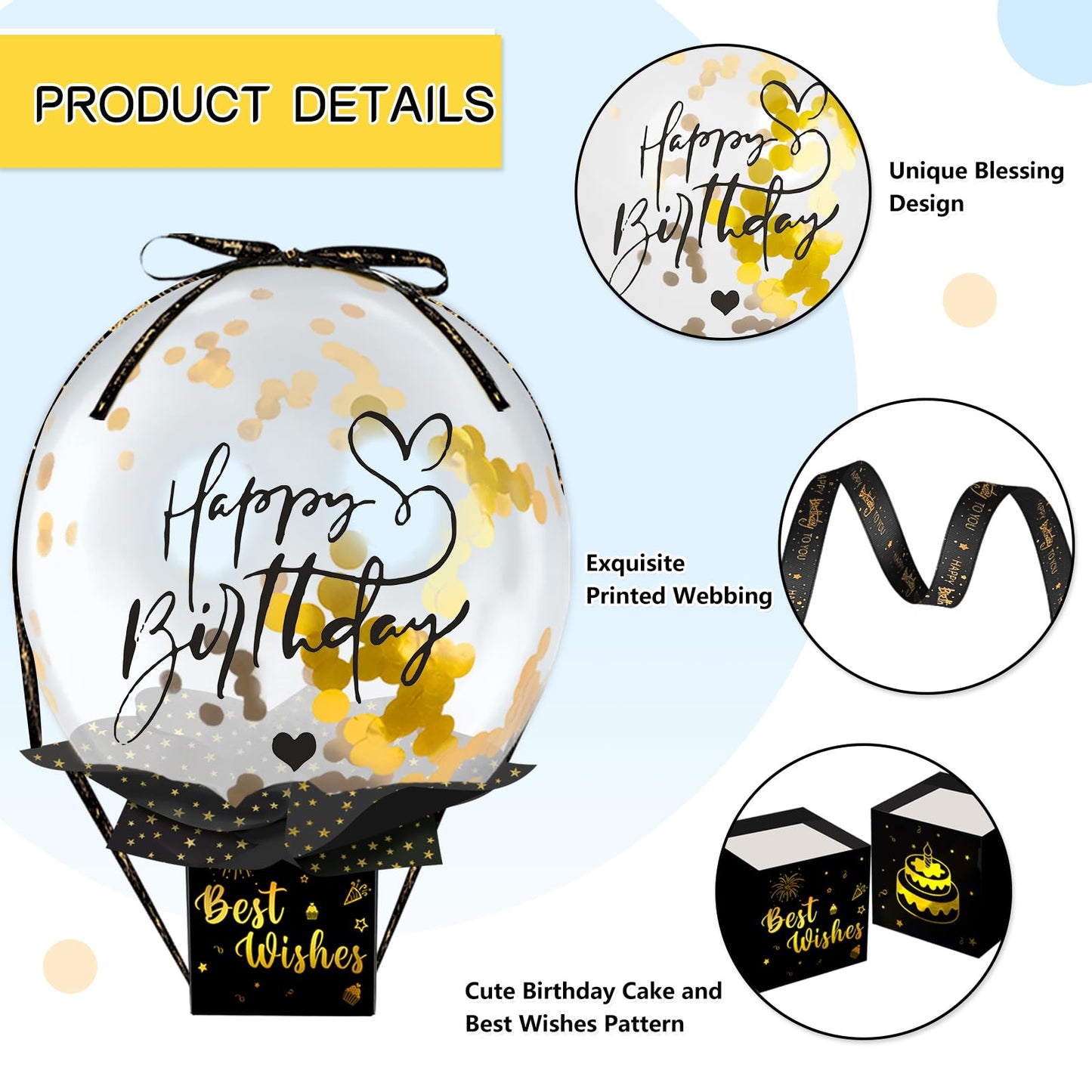 UQM Upgraded Birthday Money Box for Cash Gift Pull, Funny Pull Money Balloon Box Happy Birthday Surprise Set, Birthday Gifts for Women Men Best Friend Girlfriend Wife Sister