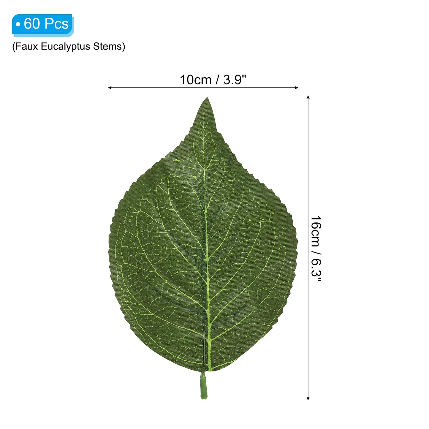 PATIKIL 6.3x3.9 Artificial Green Leaves, 60 Pcs Bulk Greenery for Wedding Bouquets Wreaths Decor, Fake Hydrangea Leaves