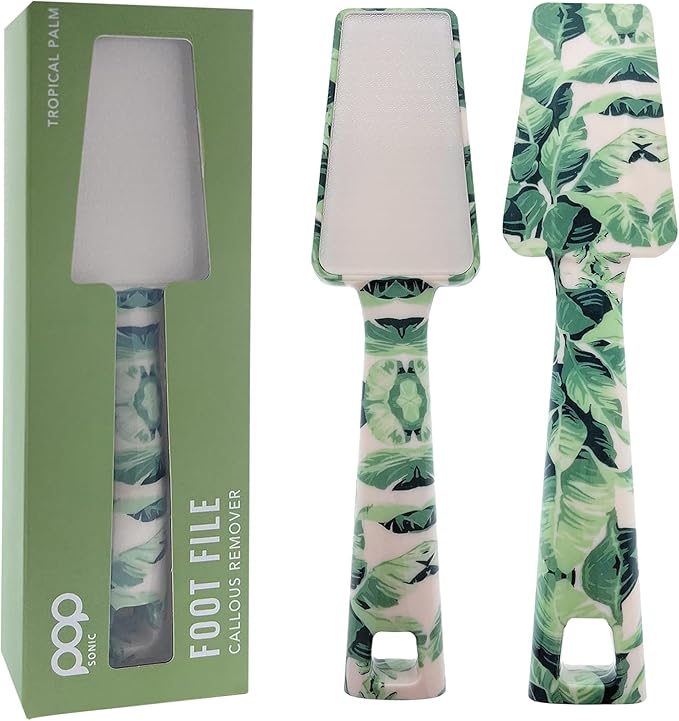 Pop Sonic Nano Glass Foot File (1 Unit) | Foot Callous Removal for Smooth, Soft Feet | Foot Scraper for Dead Skin Remover | Perfect Pedicure Tools at Home or Salon Use (Tropical Palm)