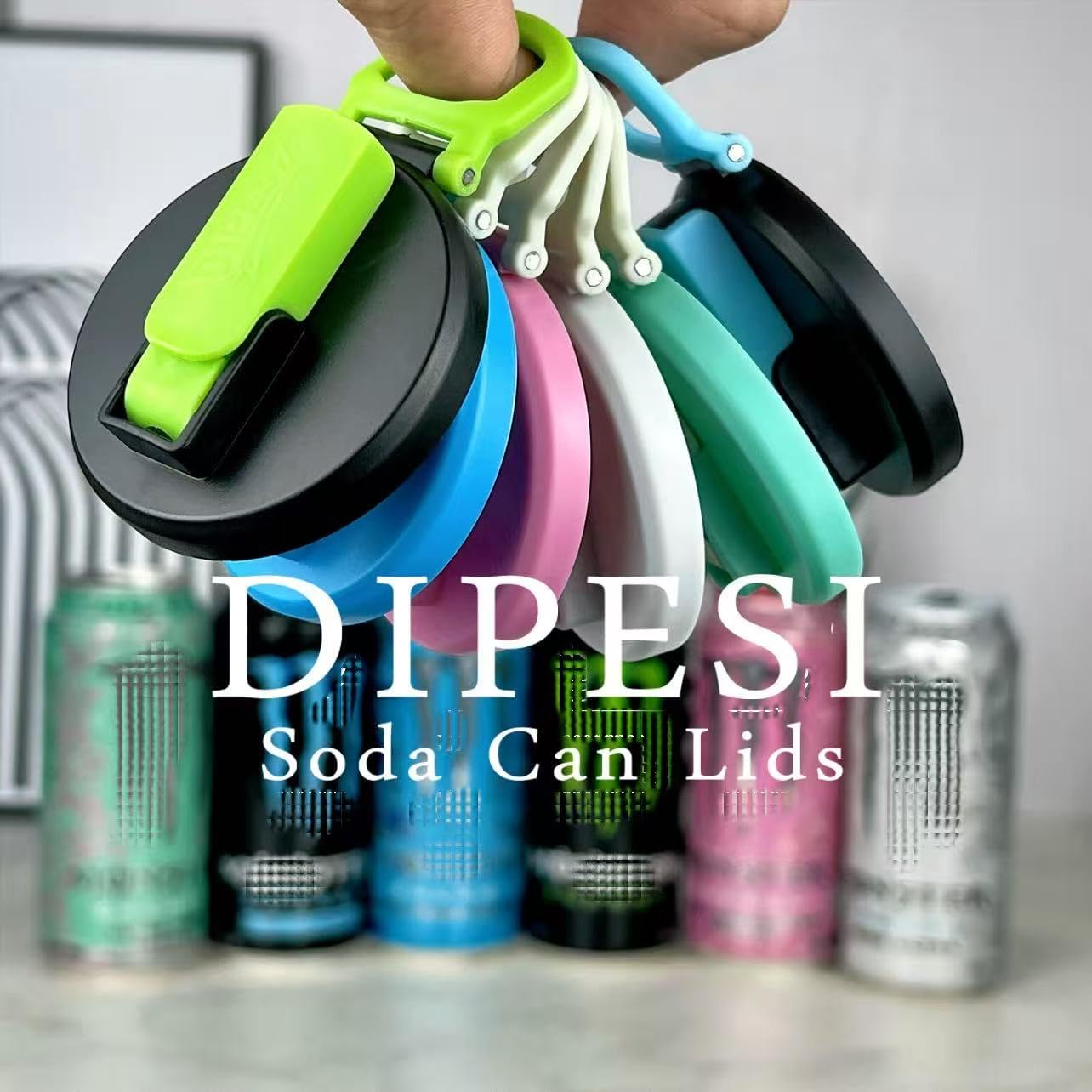 ORIGINAL CREATOR - DIPESI 4 Pack Soda Can Lids with Straws,Inspired by Energy Drink Can Colors – Fits fit Standard 12oz/16oz Cans
