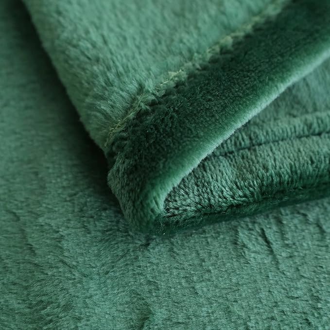 SOCHOW Flannel Fleece Throw Blanket 66 × 90 Inches, All Season Lightweight Soft Cozy Green Blanket for Bed, Sofa, Car