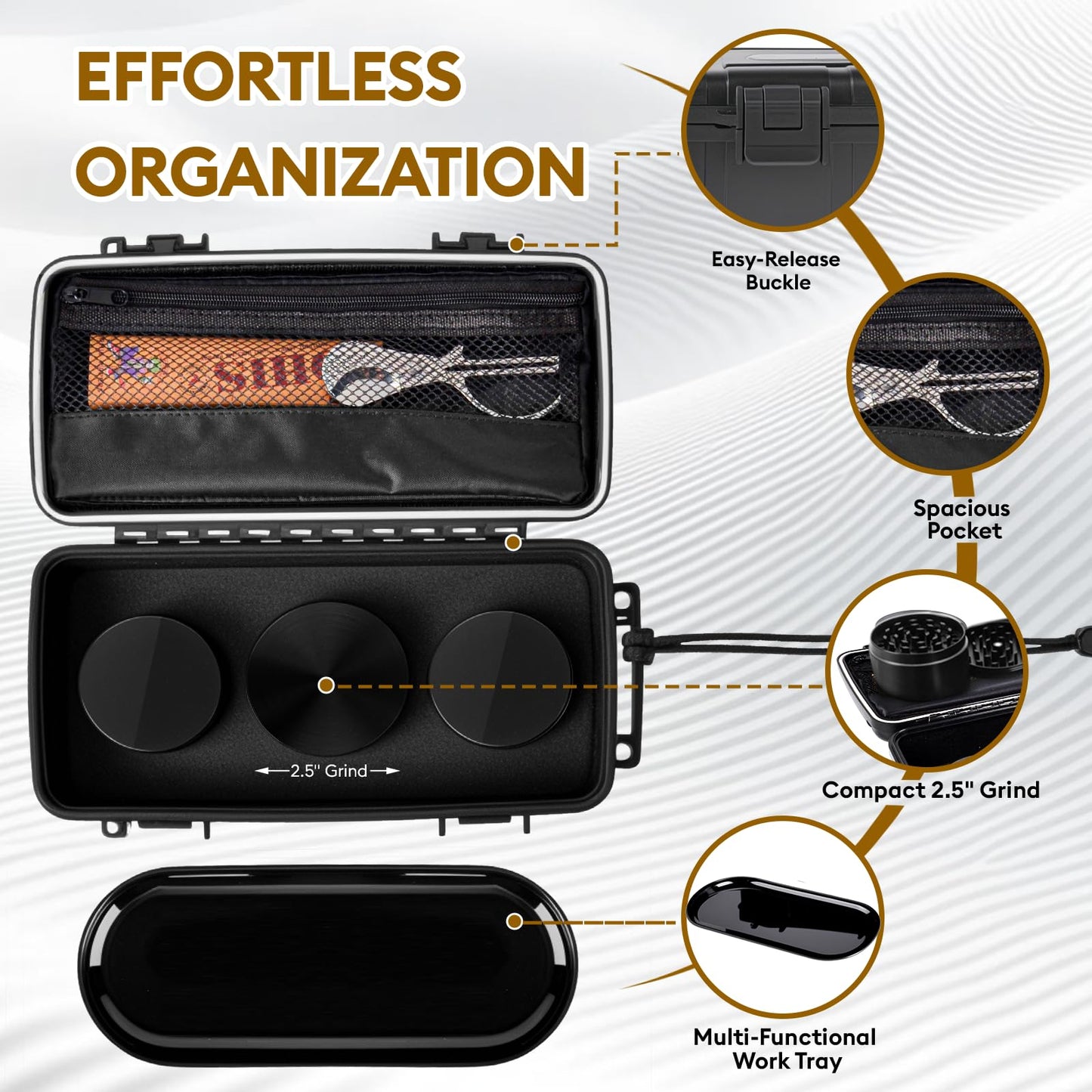 Anverion Smell Proof Bag, Odor Proof & Odorless Stash Box with Grind and Storage Tray, Waterproof Large Travel Storage Case, Home Organizer Container for Men Women, Gift for Women/Men