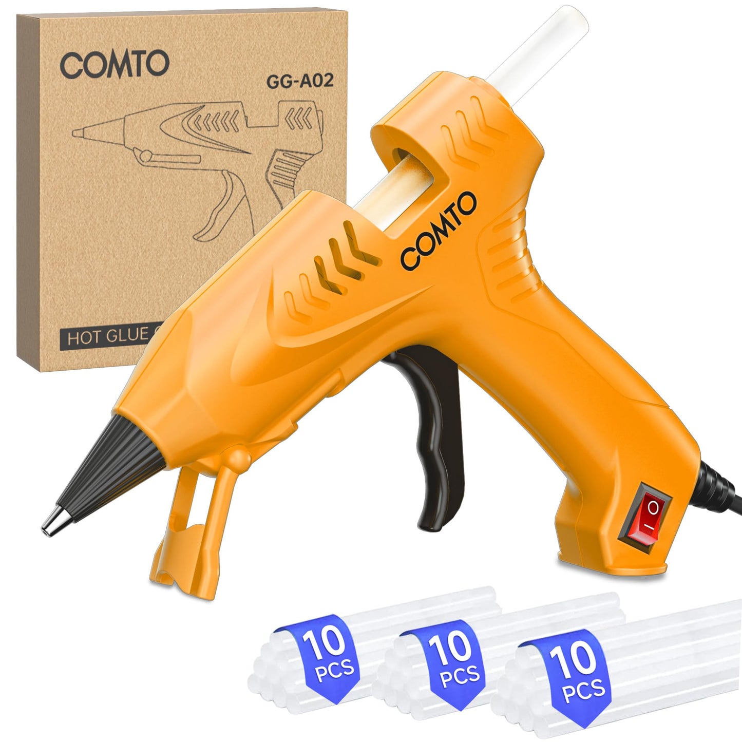 COMTO Hot Glue Gun Kit with 30 Sticks, 20W Fast Preheating Mini Hot Glue Gun and Sticks Set for School Crafts DIY Arts and Quick Home Repairs, Yellow