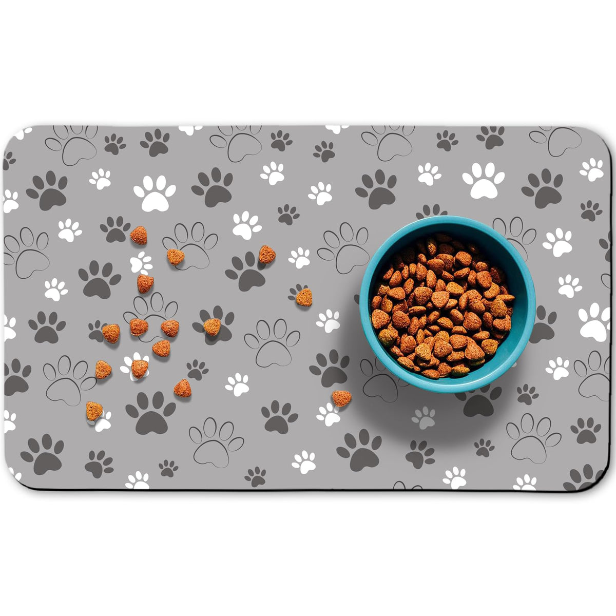 Dog Food Mat, Absorbent Water Bowl Mats Cat Pet Feeding Placemats Green 32 * 24 inch