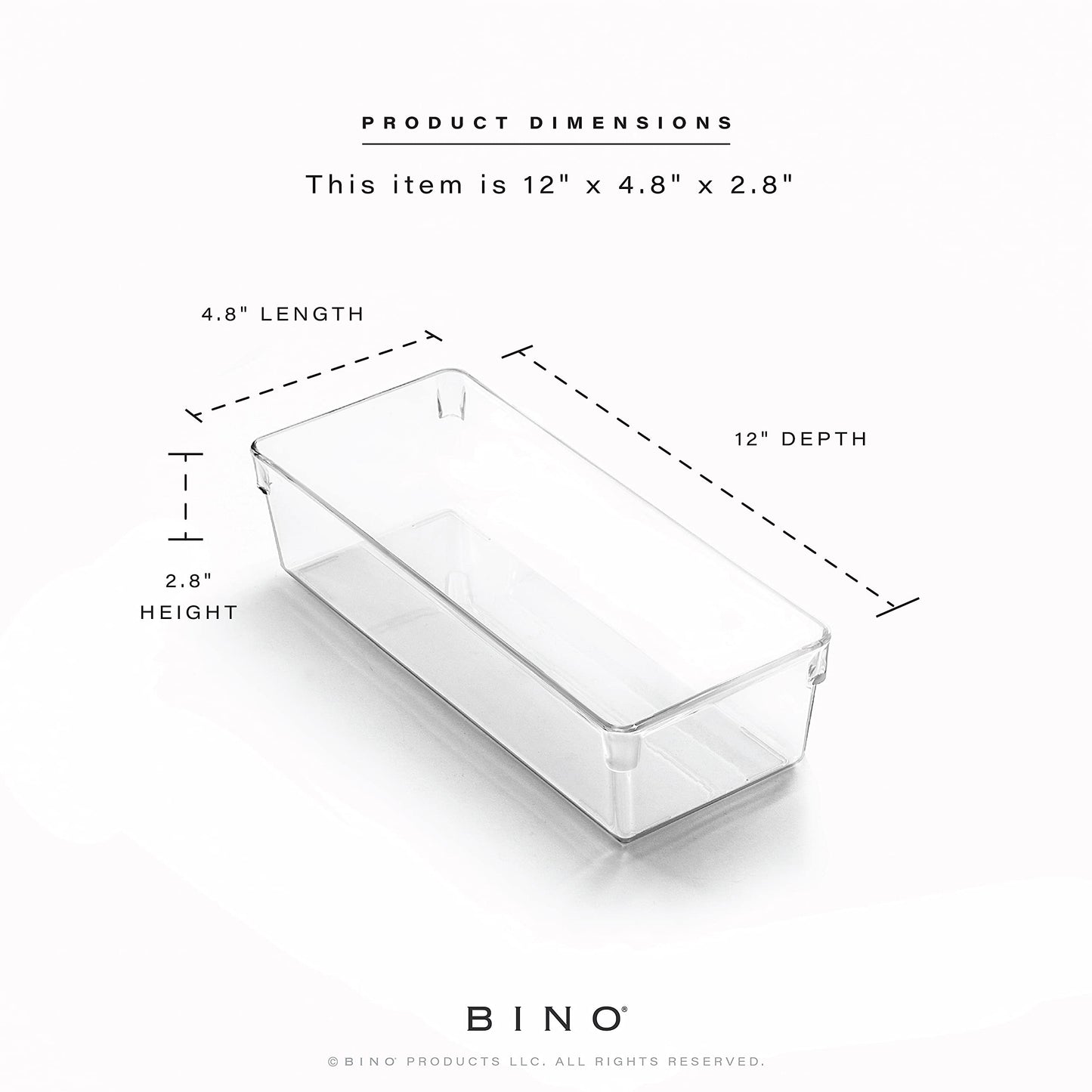 BINO | Oblong Plastic Drawer Organizer Bin, 2-Pack | THE ARTISAN COLLECTION | Multi-Purpose | Durable | BPA-Free | Desk, Vanity, Bathroom & Makeup Drawer Organizer