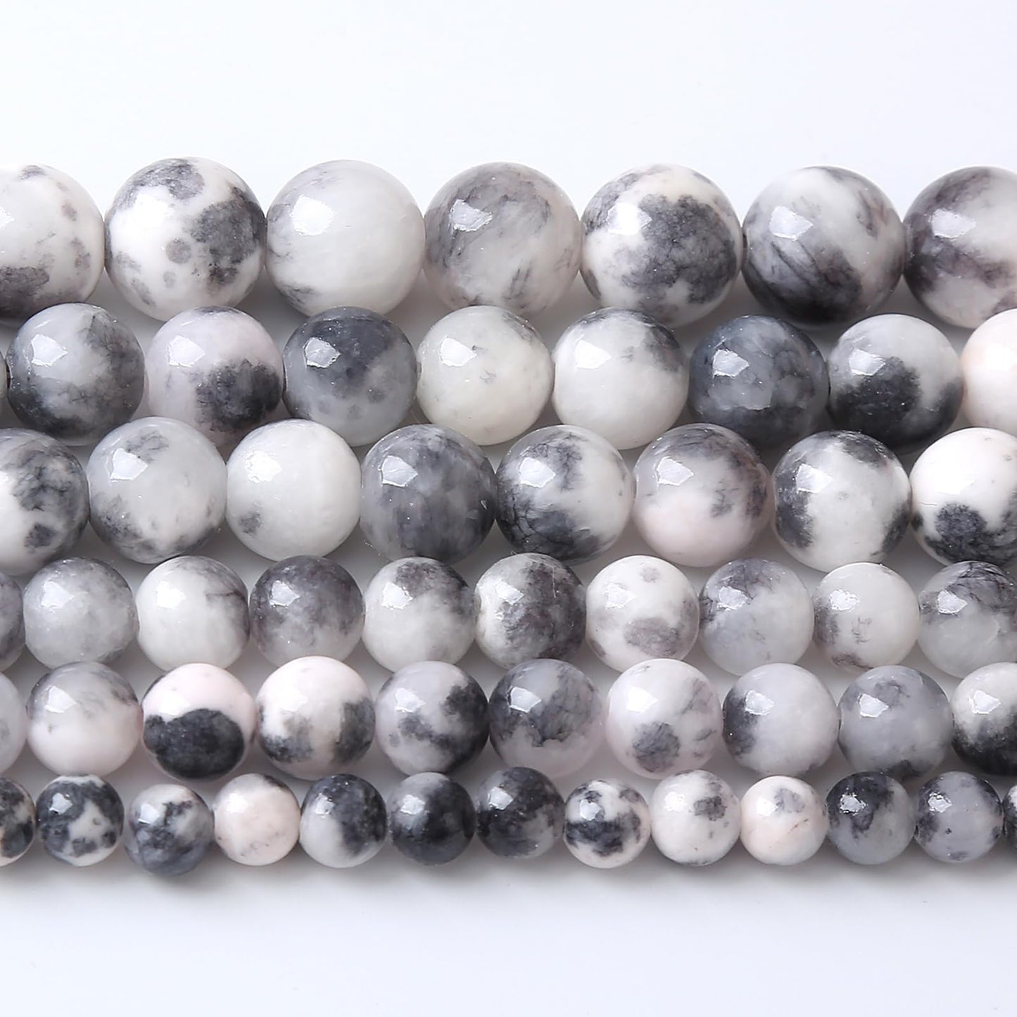 8MM 46PCS Black White Persian Jade Spacer Loose Beads for Jewelry Making DIY Bracelet Necklace