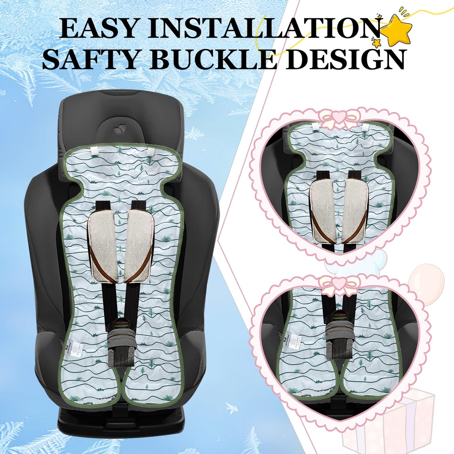 Miracle Baby Gel Car Seat Cooling Pad, Reversible Cooler Mat for Stroller, Summer Seat Liner for Babies(1-Pack)