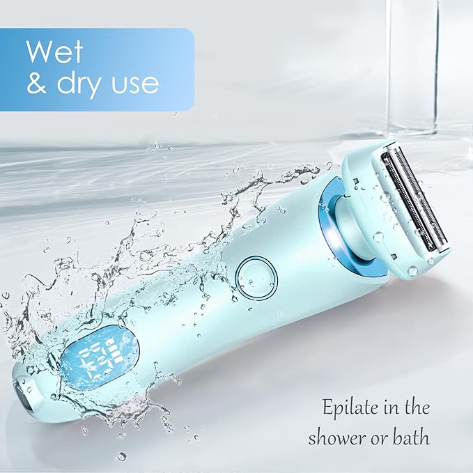 Razor for Women,Shaver Glide Razor, 3.0 Electric Beauty Trimmer，Rechargeable, Portable and Free Exfoliating Glove (Blue)