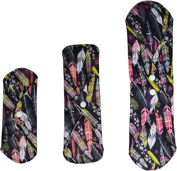 12 Pieces Cloth Menstrual Pads,Reusable Sanitary Pads,Size 8 inch,10 inch and 14 inch,Unscented