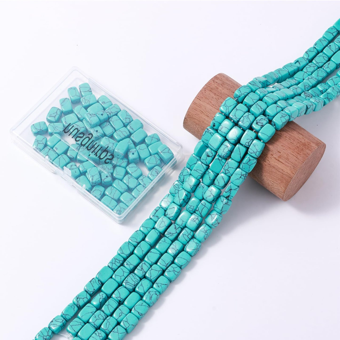 Natural Large Blue Turquoise Cube Stone Beads 8x11mm 38cm/str Loose Semi Gemstone Stone Square Beads for Making Bracelets Necklace