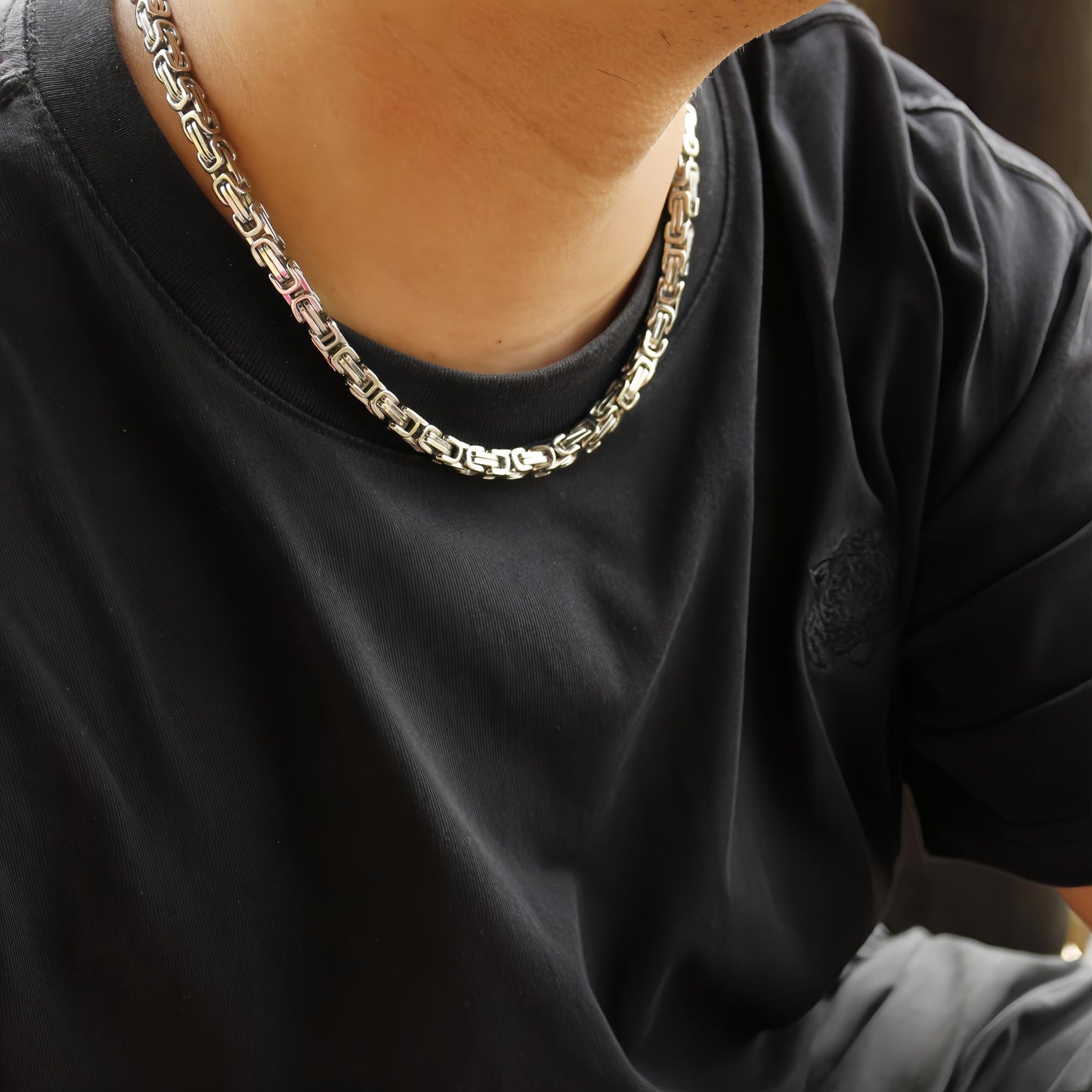 Joddfly Stainless Steel Byzantine Chain Necklace for Men, 20 inches