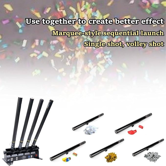 25PCS Confetti Cannon Wedding, Air Powered Party Popper Perfect, Party Streamers 80cm Electric Confetti Cannons - Compatible with Confetti Machine, for Graduation, New Years Colorful