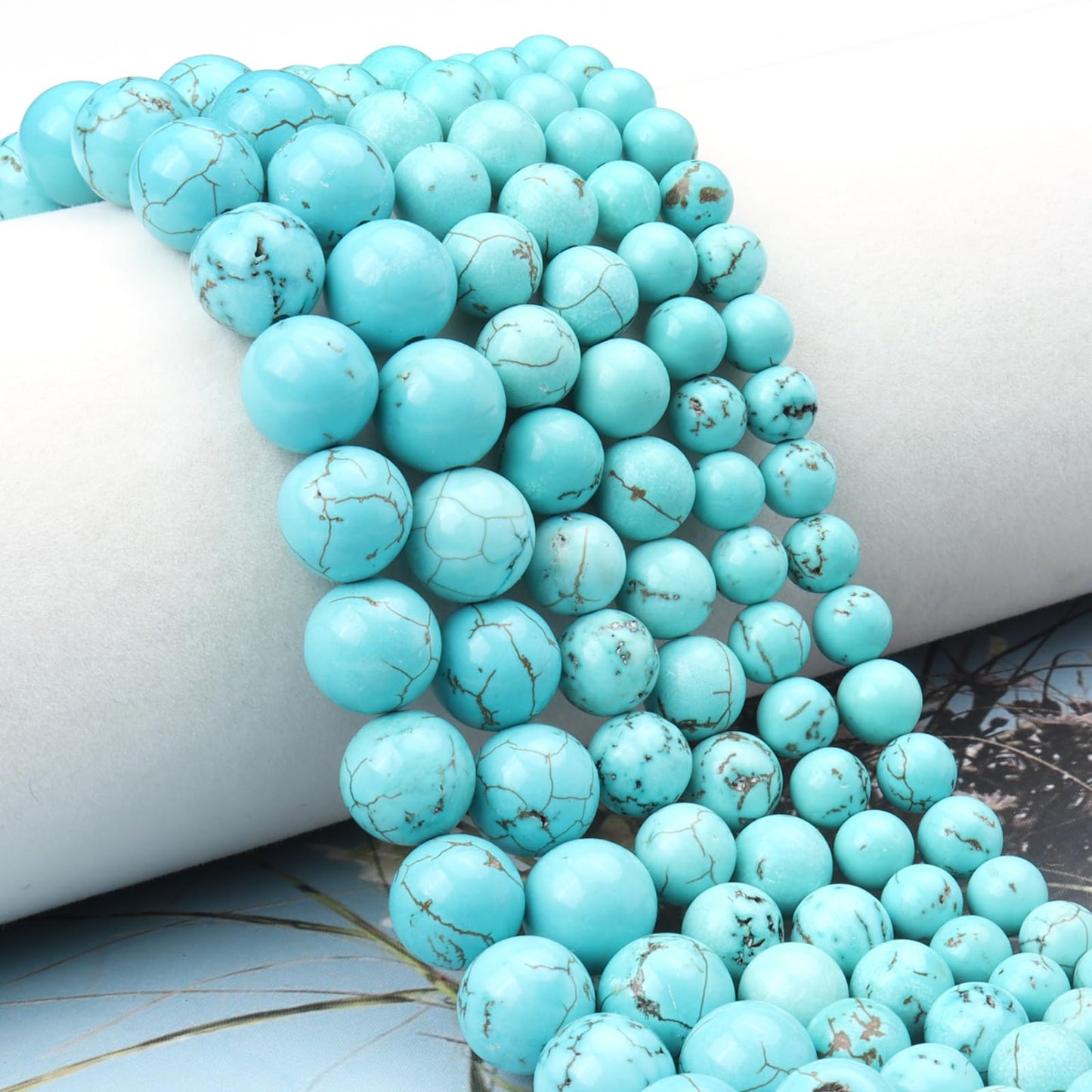 Siomia 45pcs 8mm Natural Blue Turquoise Gemstone Beads Energy Healing Crystal Round Loose Stone Beads for Jewelry Making, DIY Bracelets Necklaces