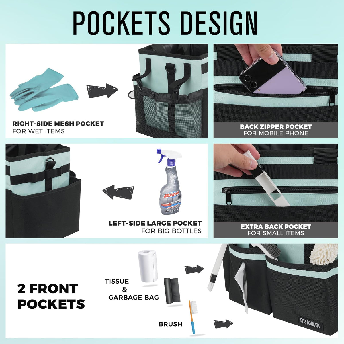 Compact Wearable Cleaning Caddy with Handle & Shoulder Straps