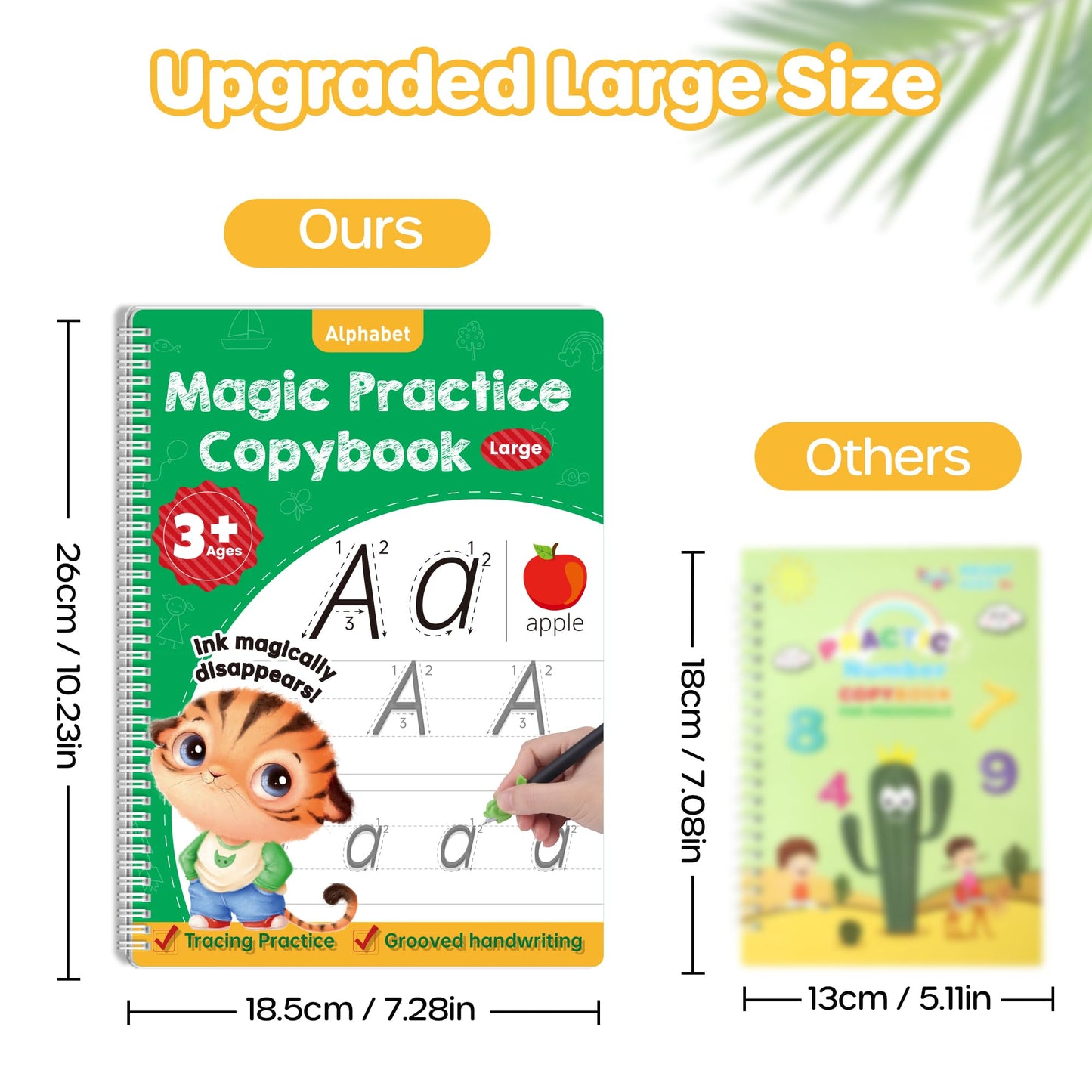 Large Magic Grooved Practice Copybook 5 Pack with Pens, Reusable Children's Magic Copybooks, Magical Handwriting Workbooks Number Letter Tracing for Kids Age 3-8 Kindergarten Preschool Calligraphy