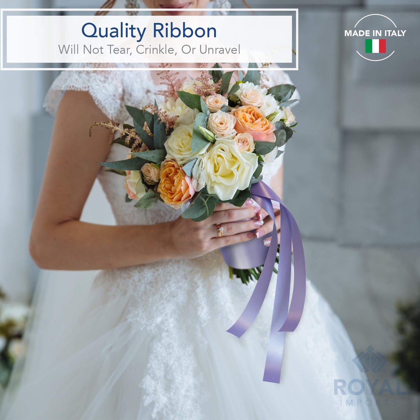 Royal Imports White Satin Ribbon 1.5 Inch (#9), 100 Yards – Waterproof Double-Faced Poly Ribbon for Flower Bouquets, Crafts & Gift Wrapping – Made in Italy