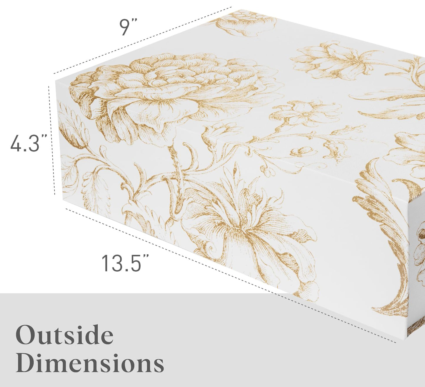 Sorarto Luxury Keepsake Gift Box | Gold Floral Decorative Boxes with Magnetic Lids for Presents, Wedding Memory Box, and Bridal Gifts. 13.5" x 9" x 4.3"
